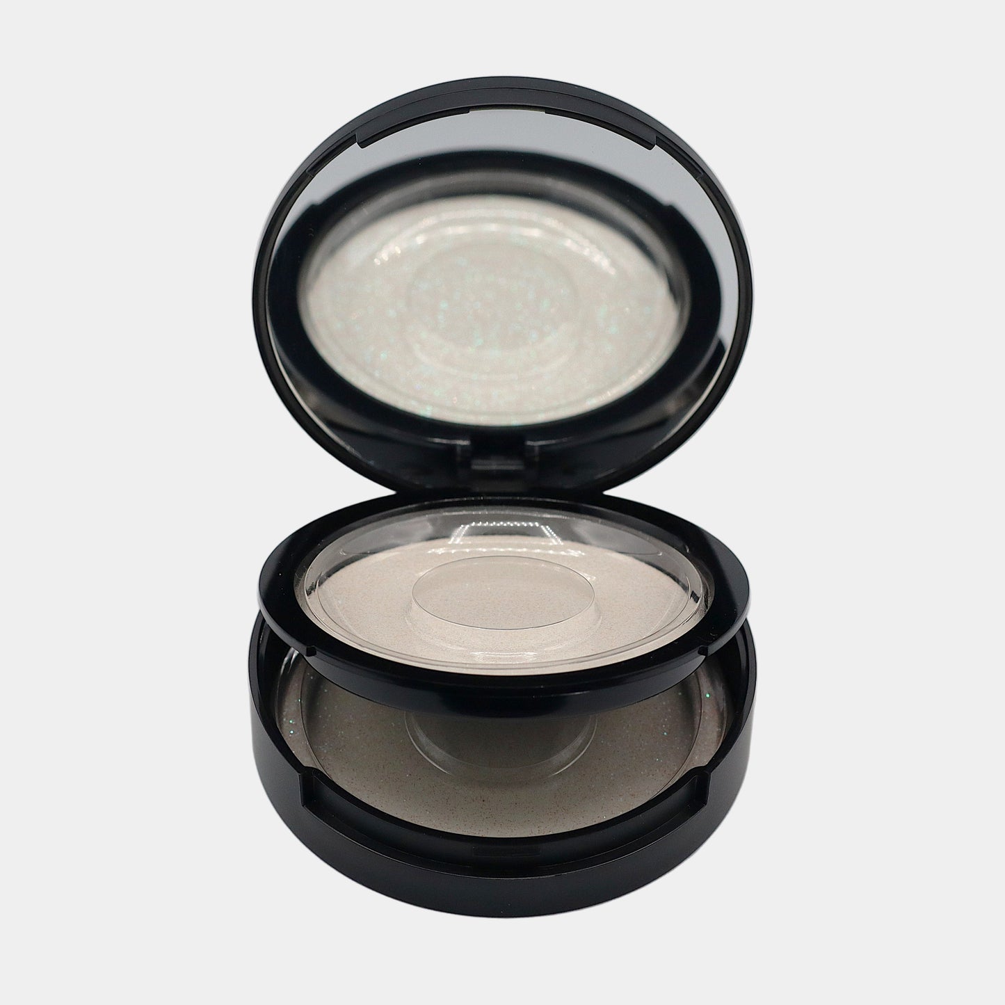 Mirrored strip lash compact open showing both trays - front view
